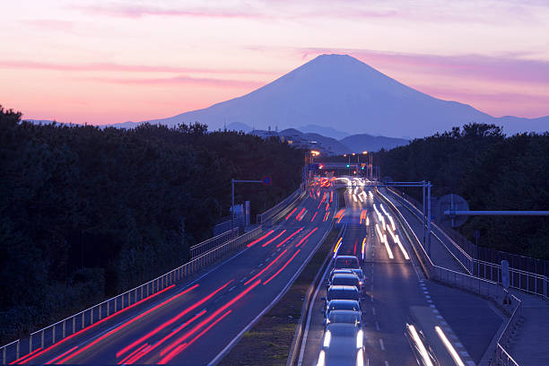 istock Mount Fuji and traffic at sunset. 167237324