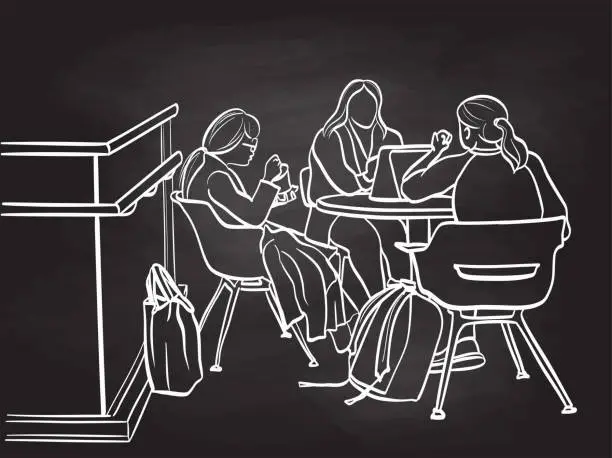 Vector illustration of Women In Stem Blackboard