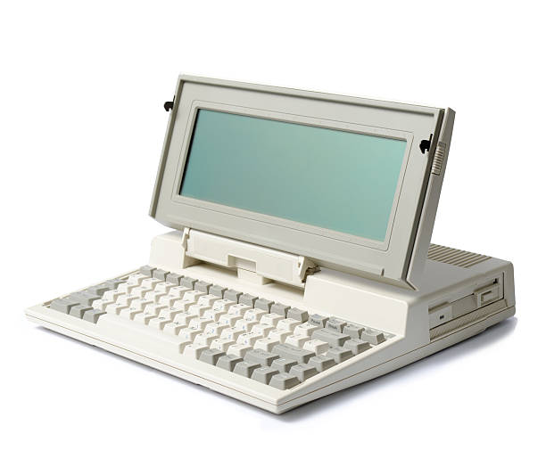 old laptop old laptop on white background computer mainframe old retro revival stock pictures, royalty-free photos & images