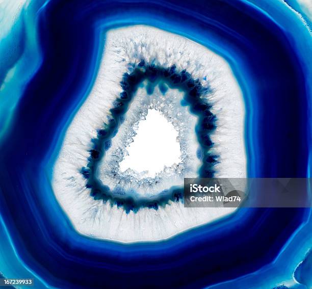 Slice Of Blue Agate Crystal Stock Photo - Download Image Now - Agate, Slice of Food, Mineral