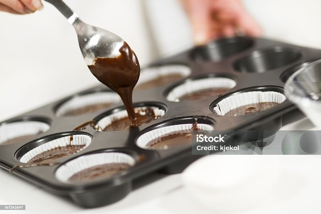 Die Schokoladen-Muffins - Lizenzfrei Backblech Stock-Foto