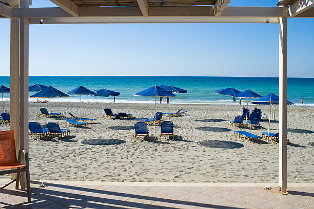 istock view of beach chairs with umbrellas 167242738