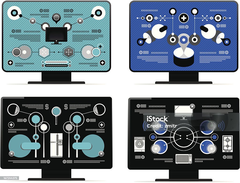 Jornal infográficos em monitores - Vetor de Analisar royalty-free