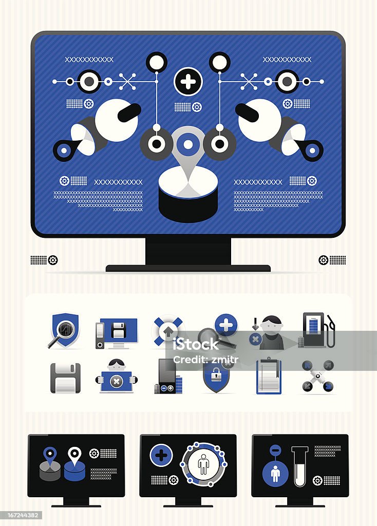 Rivista infografica e icone - arte vettoriale royalty-free di Affari