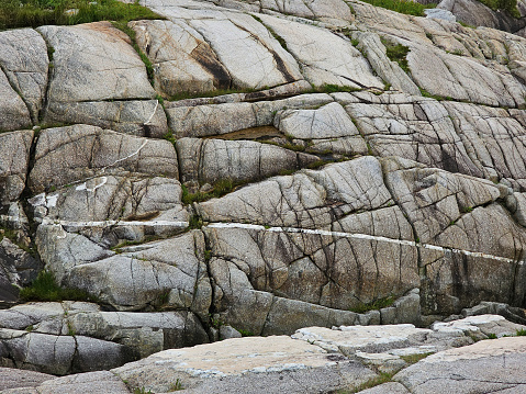 A closeup of the striations in a rocky hill.