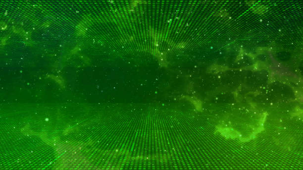 istock green room spiral space particle form, futuristic neon graphic Background, energy 3d abstract art element illustration, technology artificial intelligence wallpaper 1672453311