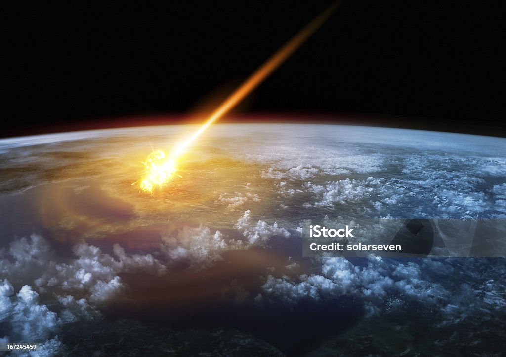 Impact Earth A Meteor glowing as it enters the Earth's atmosphere Asteroid Stock Photo