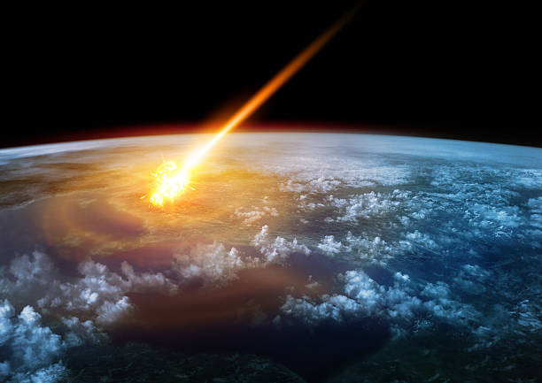 Impact Earth A Meteor glowing as it enters the Earth's atmosphere asteroid stock pictures, royalty-free photos & images