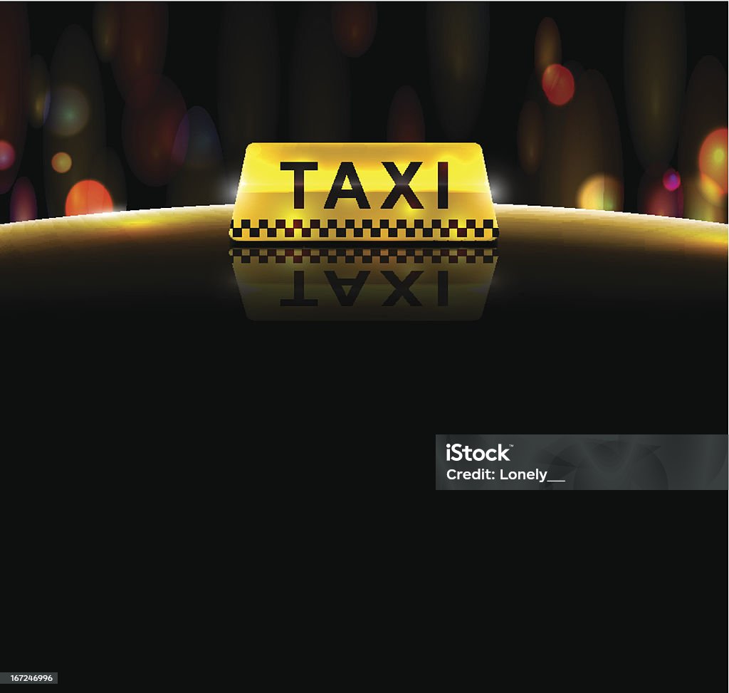 Close-up of the taxi light and sign over a night background Taxi service, background. Illustration contains transparency and blending effects, eps 10 Avenue stock vector