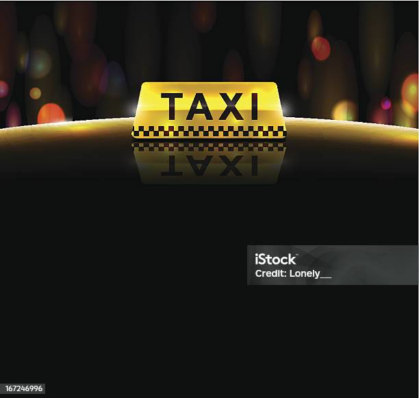 Closeup Of The Taxi Light And Sign Over A Night Background Stock Illustration - Download Image Now