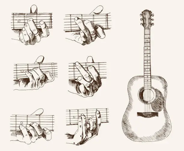 Vector illustration of guitar and chords