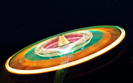 Long Exposure of a Carnival Ride at Night