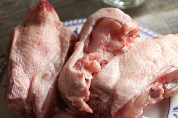 istock Frozen chicken backs on a plate - ingredient for homemade soup 1672502333