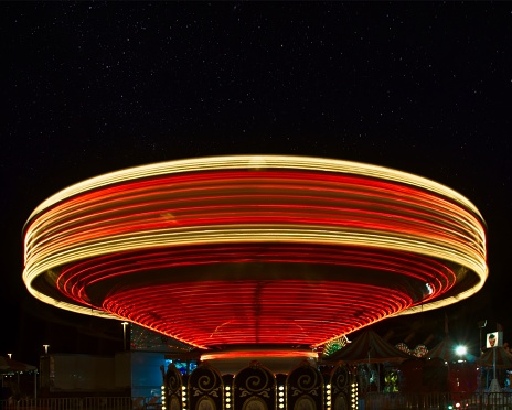 Long Exposure of a Carnival Ride at Night