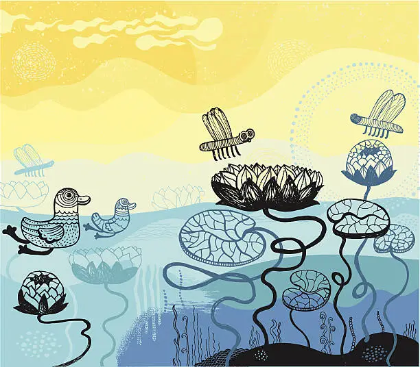 Vector illustration of Life on water