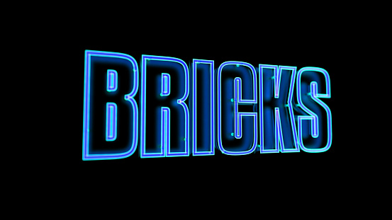 neon text; bricks