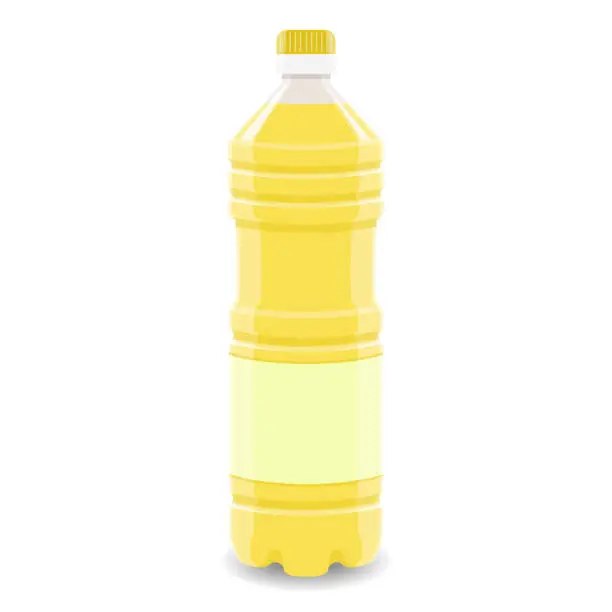 Vector illustration of Sunflower oil bottle clipart with blank label