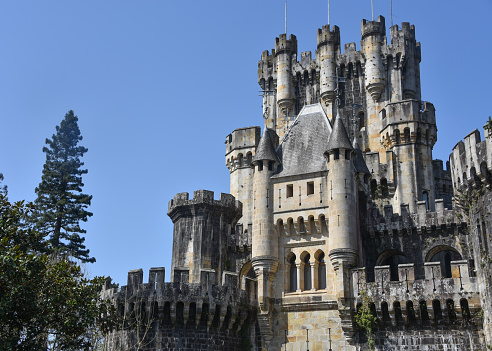 Butroi, Spain - 14 April, 2022: Butron Castle in the Basque Country, Spain