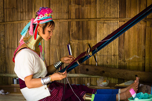 Long neck tribe Long neck tribe in Chiang Mai Thailand. padaung tribe stock pictures, royalty-free photos & images