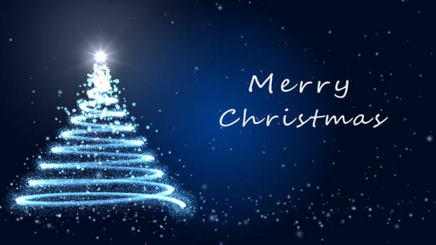 istock Merry Christmas Text on Greeting Christmas Card with Snowy Blue Background 1672675105