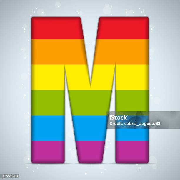 Gay Гордость Стекла Алфавит С Радужный Флаг — стоковая векторная графика и другие изображения на тему Алфавит - Алфавит, Без людей, Буква M