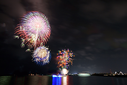 Beautiful Kagoshima fireworks spread across the night sky