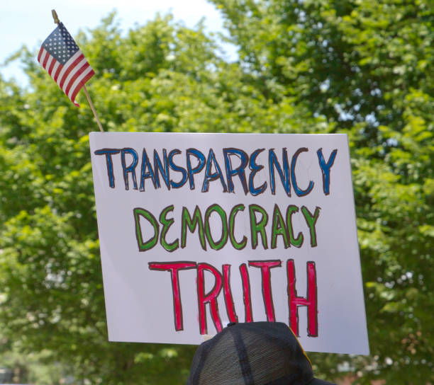 Transparency, Democracy, Truth Sign stock photo