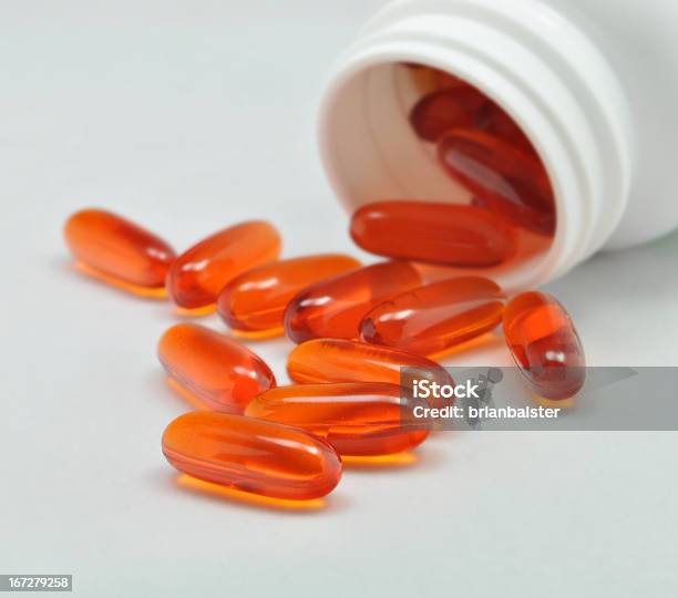 Salmon Fish Pills Omega3 Supplements Stock Photo - Download Image Now