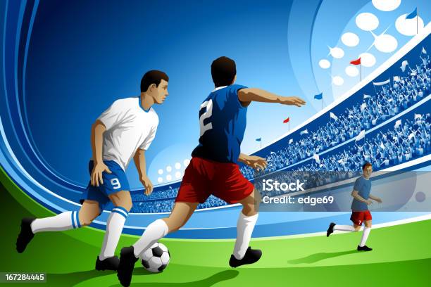 Soccer Game With Crowded Stadium Stock Illustration - Download Image Now - Soccer, Stadium, Soccer Ball