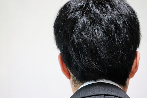 Back view photo of a Japanese businessman