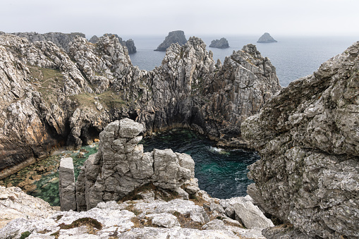 picture of the rock coast at the Pointe de Penhir on the Crozon peninsula, Brittany, France