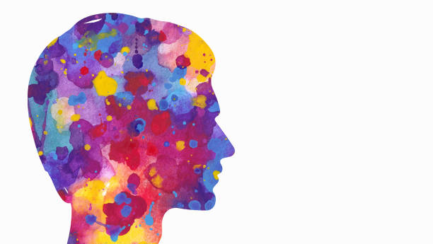istock Vector illustration of human head silhouette with abstract watercolor splashes 1672876325