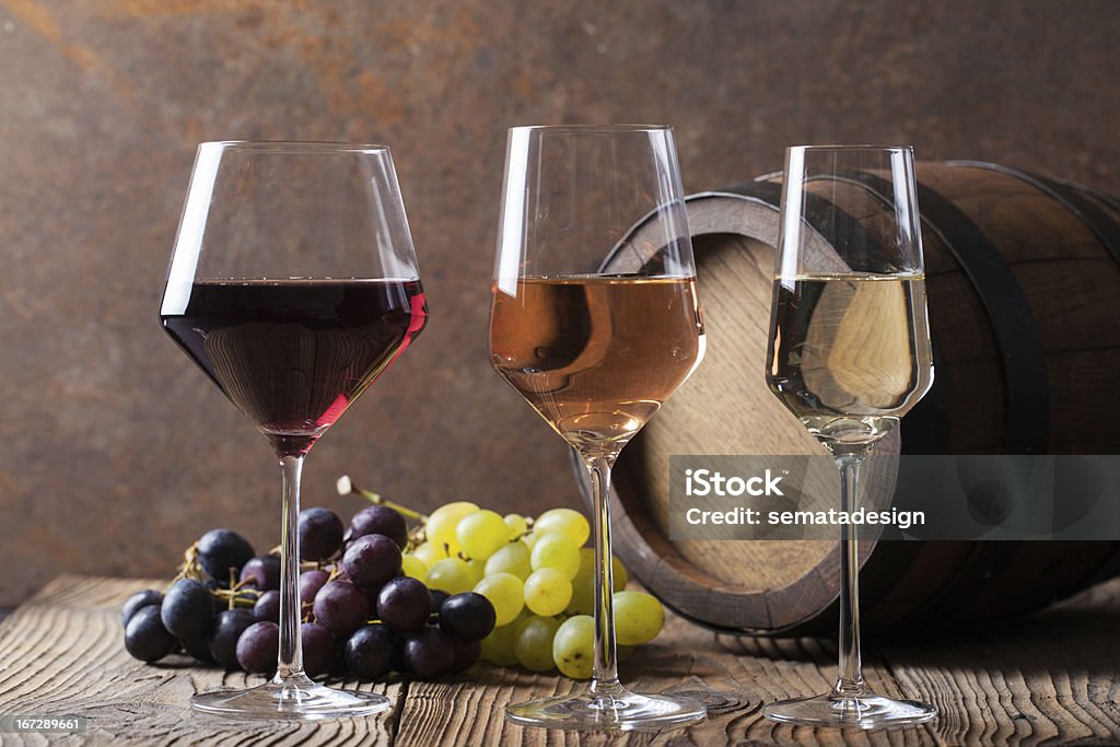Três cores de vinho - Foto de stock de Vinho Rosé royalty-free