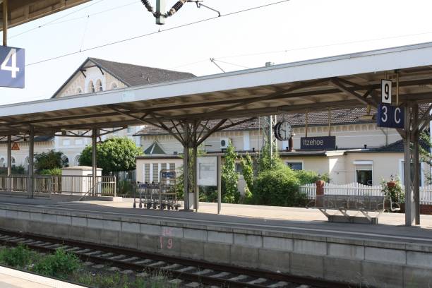 istock View of empty platform at Itzehoe train station in Germany. 1672910404