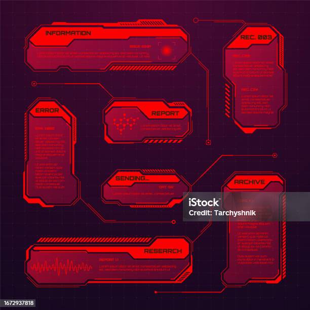 Red Ui Box Red Futuristic Hud Or Ui Elements Scifi User Interface Text Boxes ...
