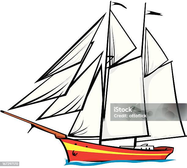 Sailer Под Full Sail — стоковая векторная графика и другие изображения на тему Бык - животное - Бык - животное, Векторная графика, Военный парусник
