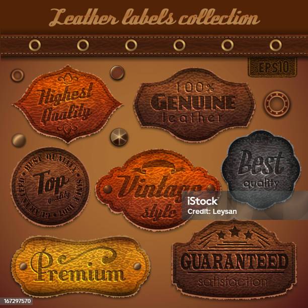 A Collections Of Leather Labels Describing Leather Quality Stock Illustration - Download Image Now