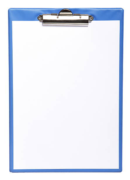 istock Blue clipboard with blank paper isolated on white 167299606