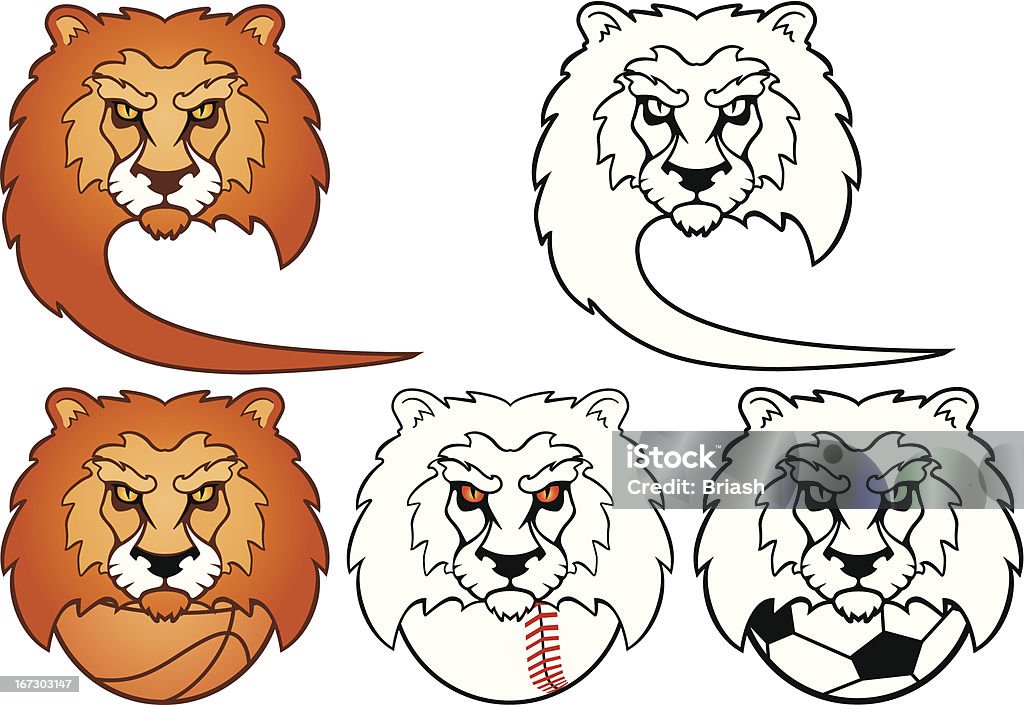 Lion deportes mascota - arte vectorial de Agresión libre de derechos