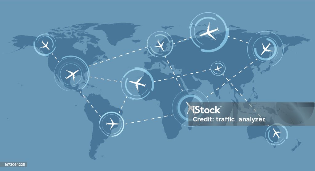 Abstract Vector Background Simple World Abstract World Map Background Airplanes Stock Illustration - Download ...