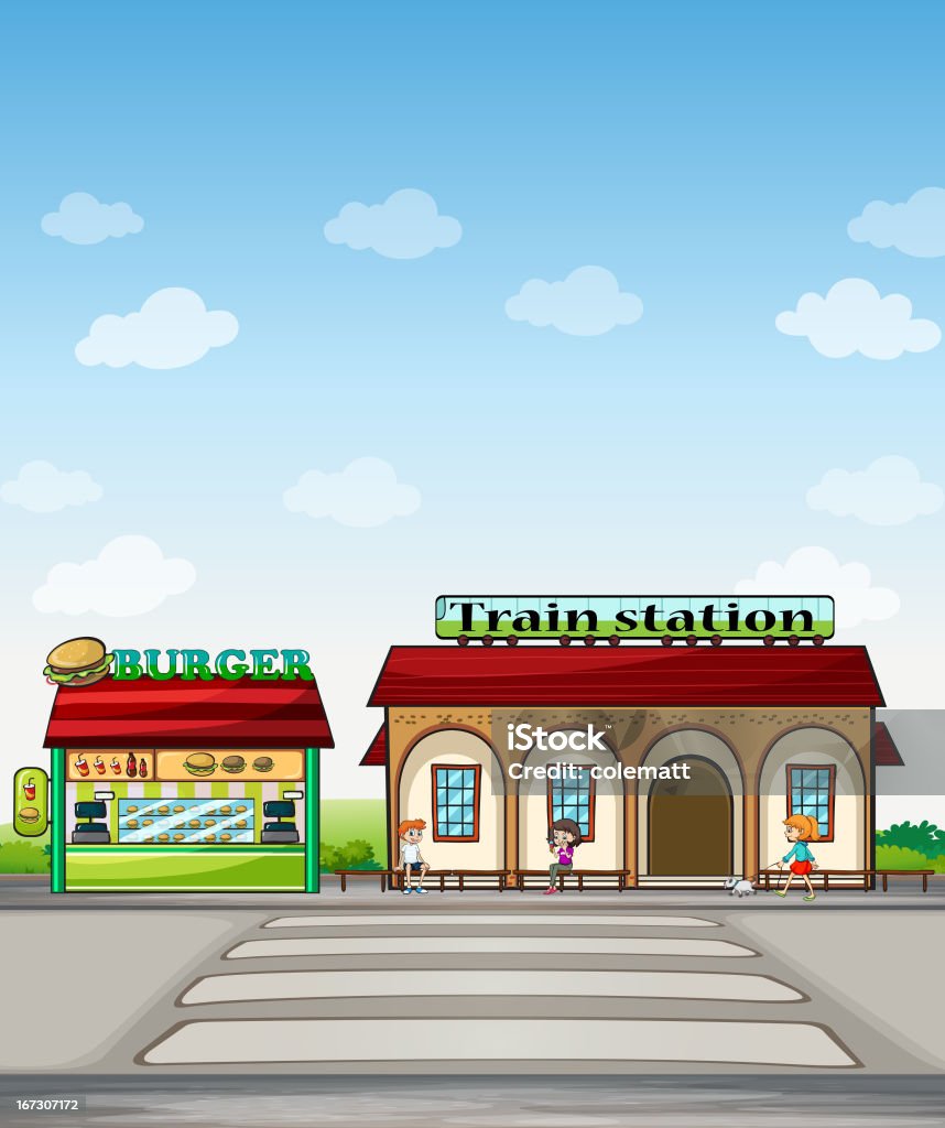 Burger junction and a train station Animal stock vector