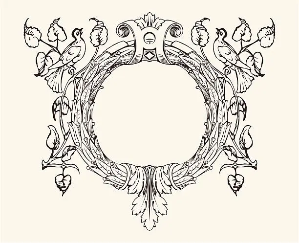 Vector illustration of Wreath With A Dove