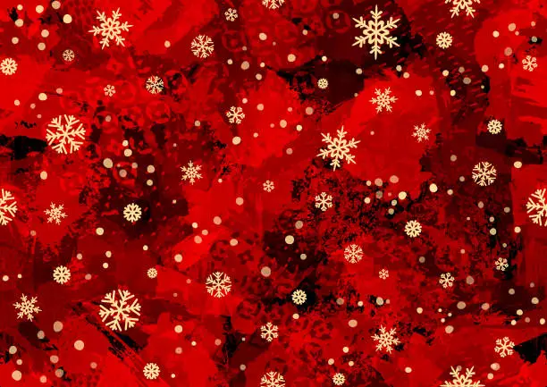 Vector illustration of Seamless red winter forest grunge painting background