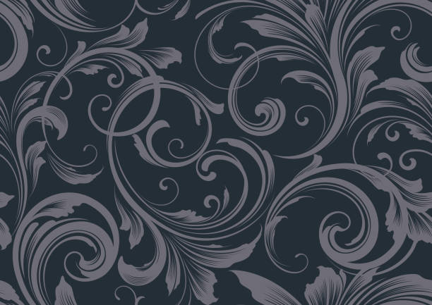 ilustrações de stock, clip art, desenhos animados e ícones de elegant victorian flourish seamless wallpaper - wallpaper pattern old fashioned black renaissance