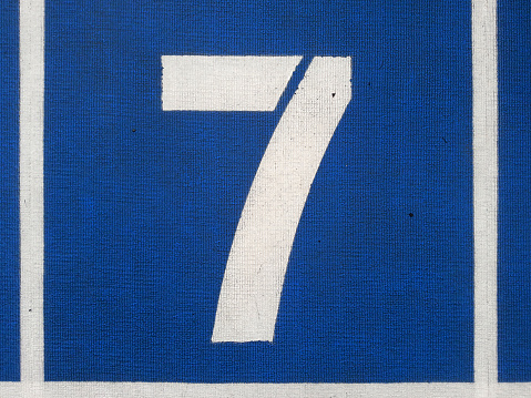 Set of 1 to 8, numbers on blue runway. Numbers one to eight on runway background