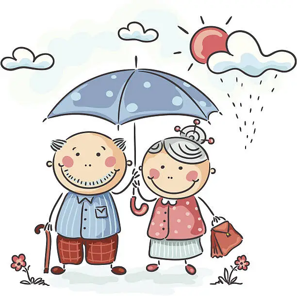 Vector illustration of Elderly couple