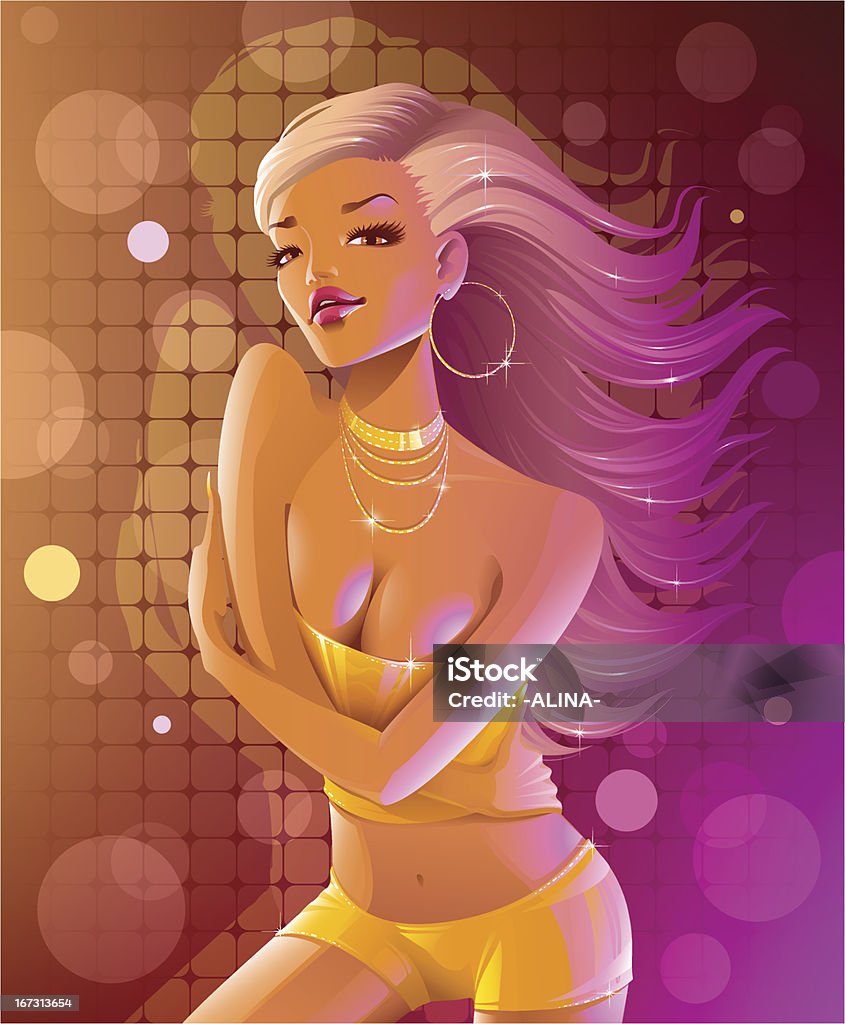 Dancing Girl Young Beautiful Girl in the Nightclub - Vector Illustration Adult stock vector