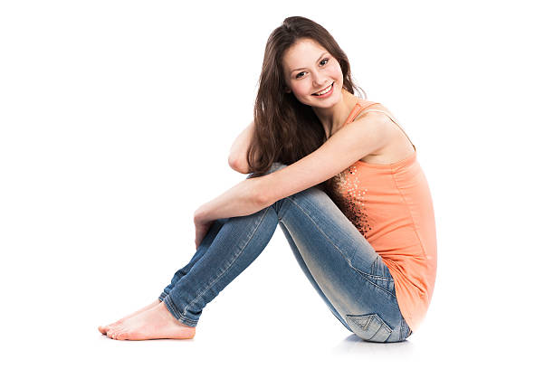 istock Attractive caucasian girl sitting on floor 167315958