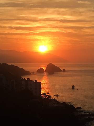 Orange Sunset over Puerto Vallarta, Mexico