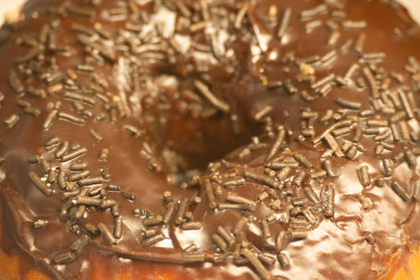 Close-up of Mexican chocolate donut (dona de chocolate)